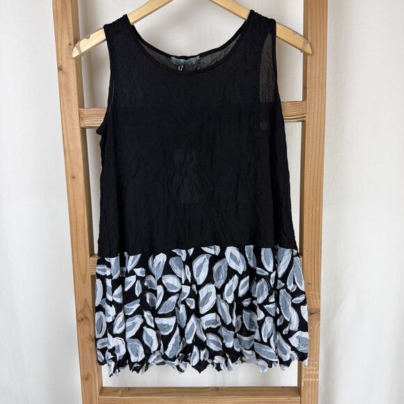 Fabric Tops - NWT Chalet CNA51215 "Sophia" Black Tank Crinkle Fabric Tank USA #0761 XS